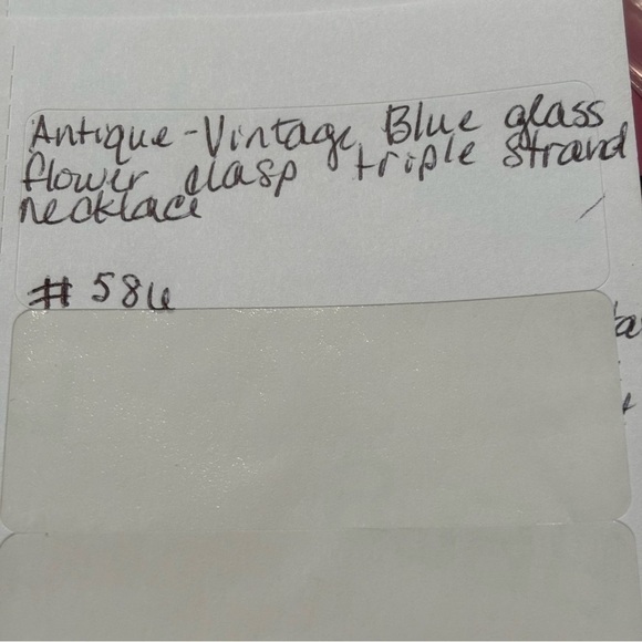 Vintage Antique blue glass beaded necklace with metal flower closure - Picture 2 of 9